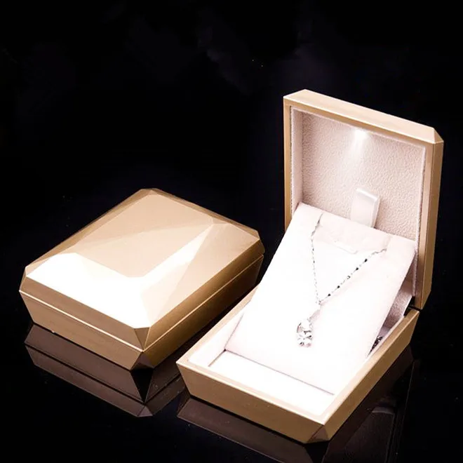 Золотое белое кольцо подвесная коробка для ювелирных изделий светодиодный ящик