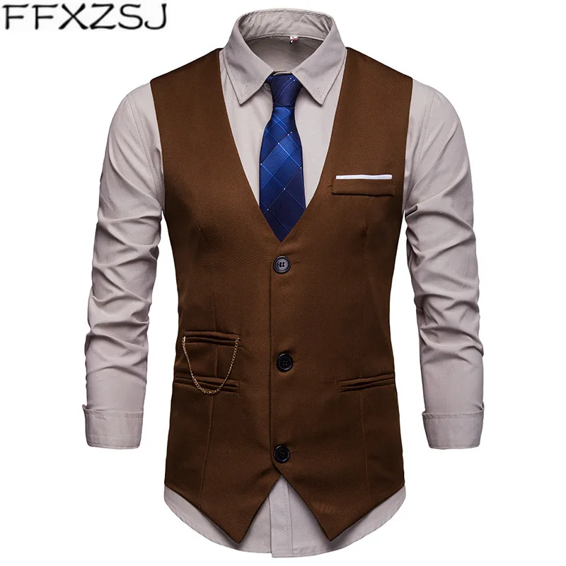 FFXZSJ Brand 2019 Europe edition men's accessories match nightclub suit waistcoat vest men slim | Мужская одежда
