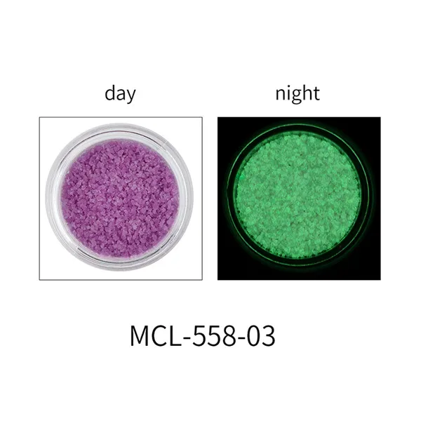 MCL-558-03 1 коробка Неон фосфор блеск для ногтей порошок 11 цветов пыль светящийся флуоресцентный пигмент частицы вечерние украшения светится в темноте - Цвет: MCL-558-03