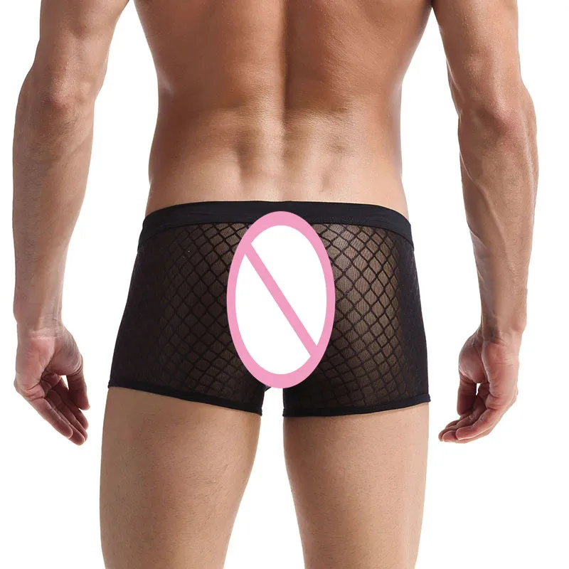 Мужские сетчатые боксеры AIIOU черные прозрачные с низкой посадкой сексуальное