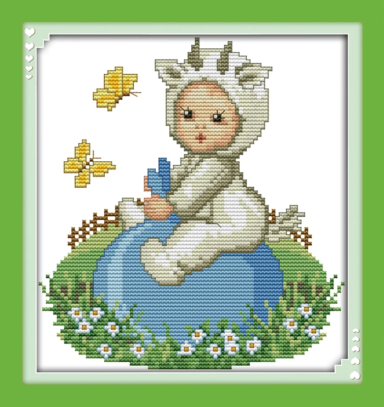 The baby goat cross stitch kit animal 18ct 14ct 11ct count print canvas stitches embroidery DIY handmade needlework plus