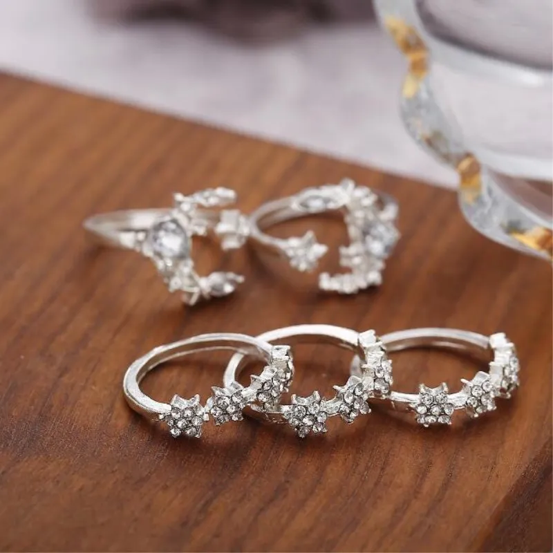 Timlee R045 Бесплатная доставка Новые милые Ретро Звезды Луна Стразы кольца на палец 5