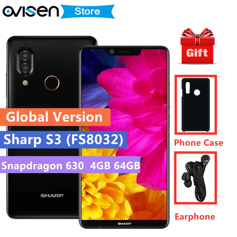 Sharp Aquos S3 5 99 дюйма 18:9 полный Экран мобильный телефон Snapdragon 630 Android 8 0 4 GB Оперативная