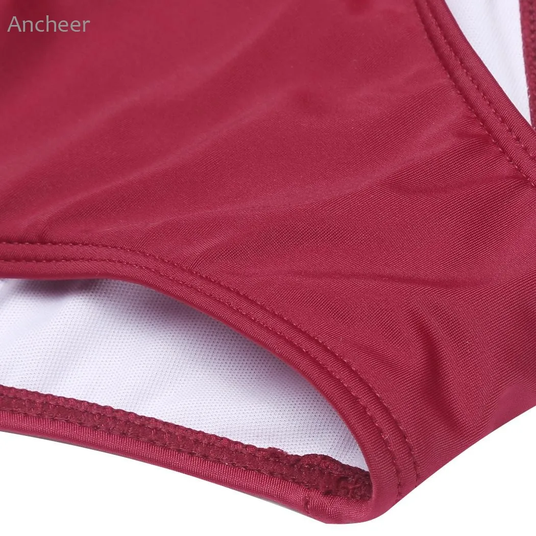 New Brand Women Sexy V-Neck Spaghetti Strap Ruffles Solid Backless Swimsuit Split Bikini For Woman | Спорт и развлечения