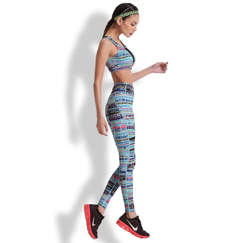 Спортивный костюм для Для женщин Цветочный принт маш Лоскутная 2 шт. Набор Йога