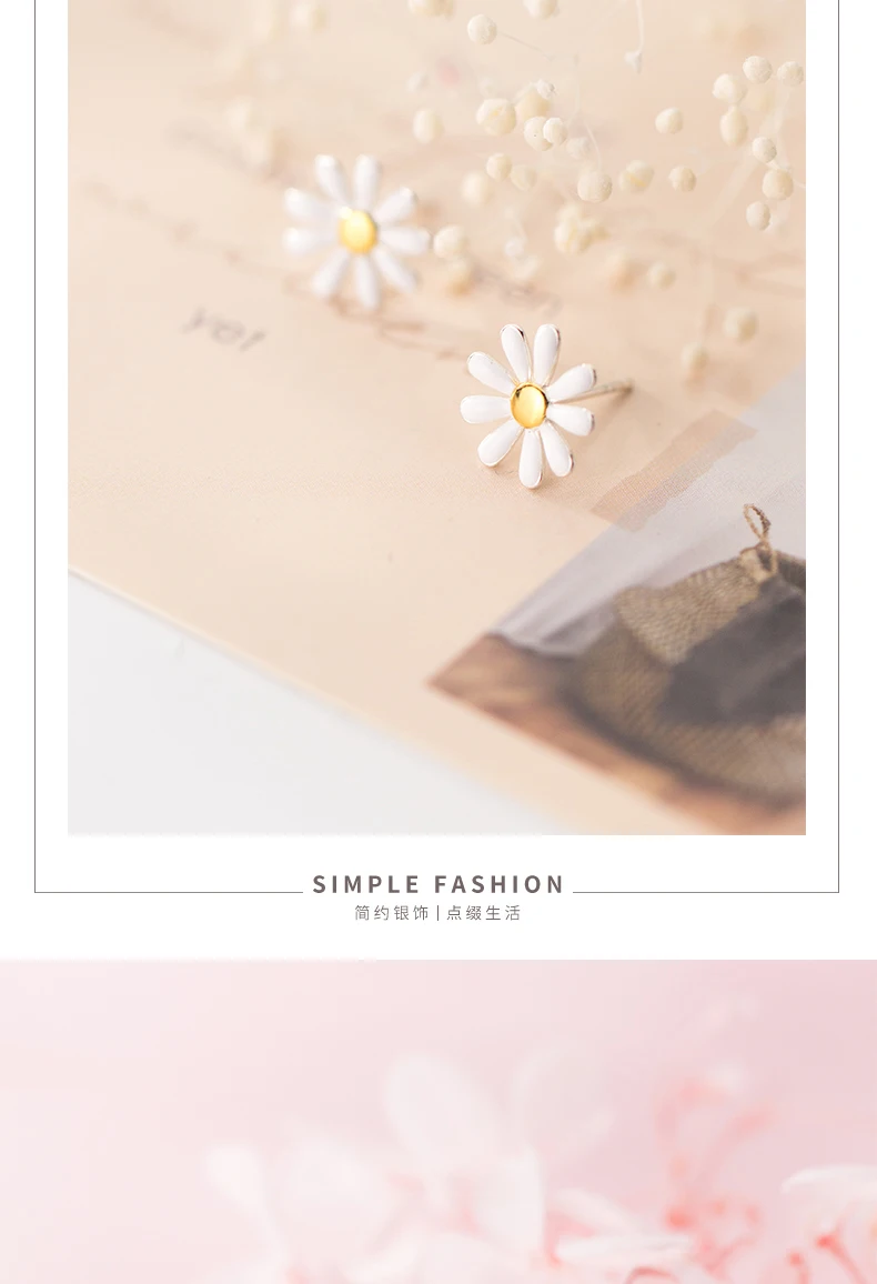 Trustdavis S925 Botany Marguerite цветок серьги гвоздики для женщин леди подарок 925 пробы серебряные ювелирные изделия оптом DA383