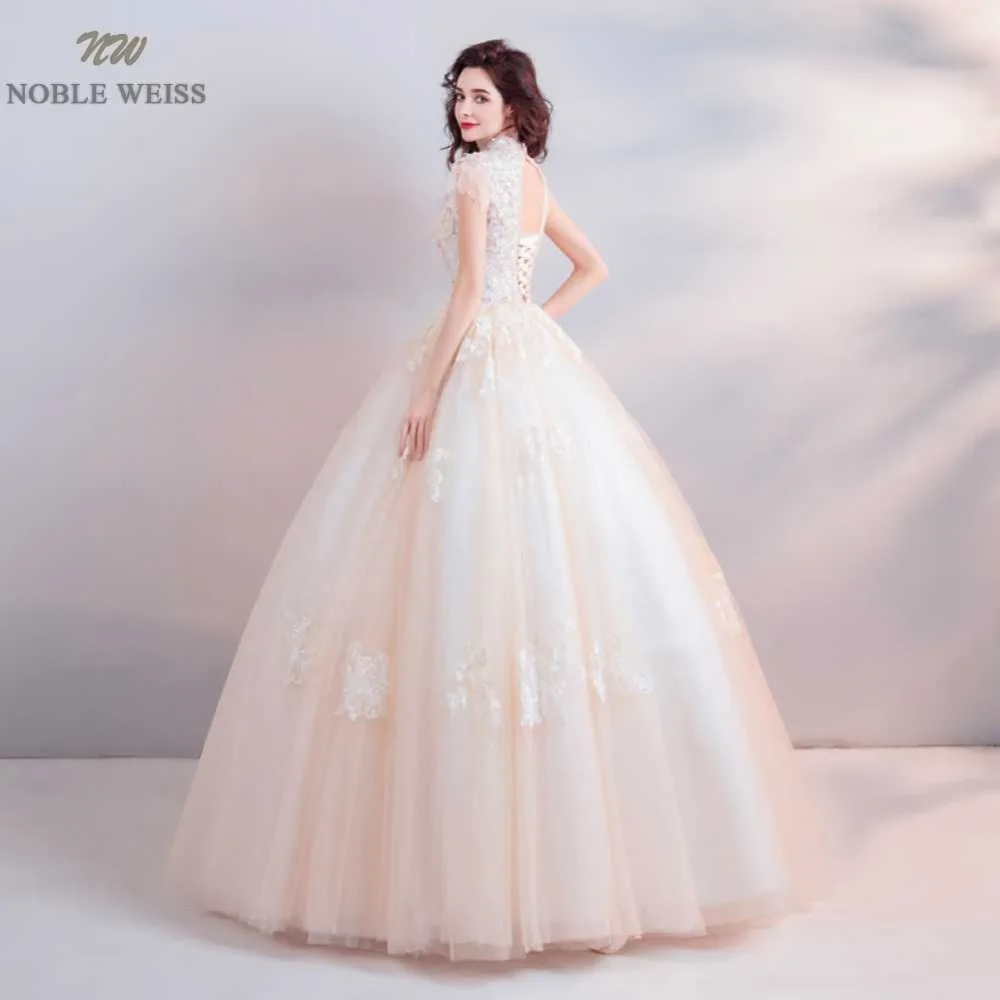 NOBLE WEISS Ball Gown Wedding Dresses with Beaded Sequins Cap Sleeves Bride Gowns Tulle Plus Size Sexy Lace Bridal Dress | Свадьбы и