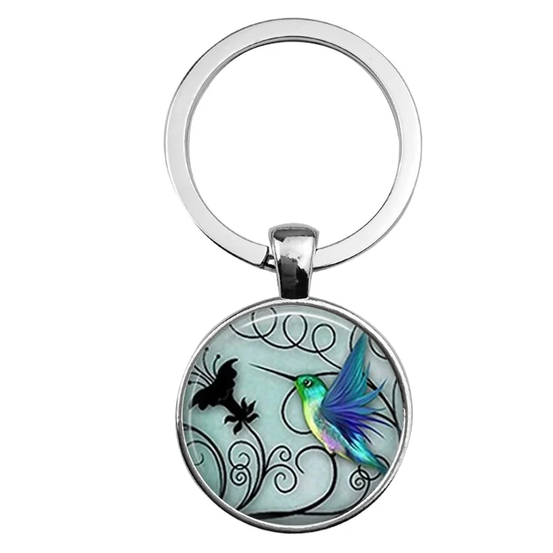 Suteyi женское модное ожерелье стеклянное ожерелье птица Робин синий Colibri NHummingbird плитка стеклянный кулон - Окраска металла: Keychain 1