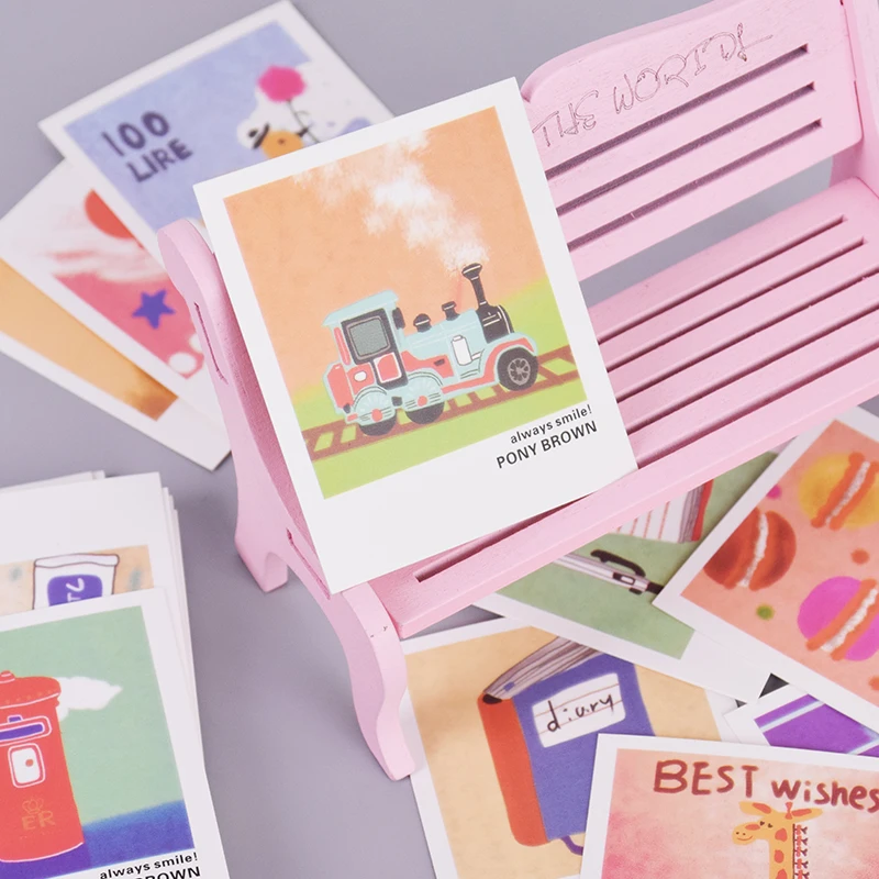 40 pcs/lot Vintage locomotive cartoon animals mini message cards thank you card festival greeting postcard kids gift | Дом и сад