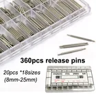 Набор инструментов для ремонта часов, пружинные шпильки 8, 9, 10, 11, 12, 13, 14, 15, 16, 17, 18, 19, 20, 21, 22, 23, 24, 25 мм, 360 шт.