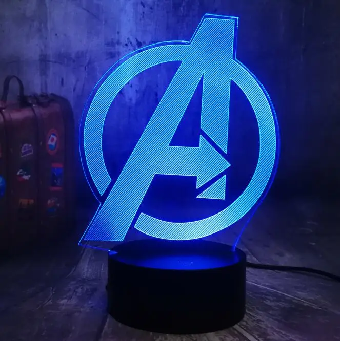 Avengers Классный с изображением героев фильма Марвел «мстители», «Человек-паук» и подарок фанов 3D светодиодный ночной Светильник для маленьких мальчиков, детская игрушка, подарок на Рождество и день рождения настольная лампа Украшения в спальню - Испускаемый цвет: Avengers