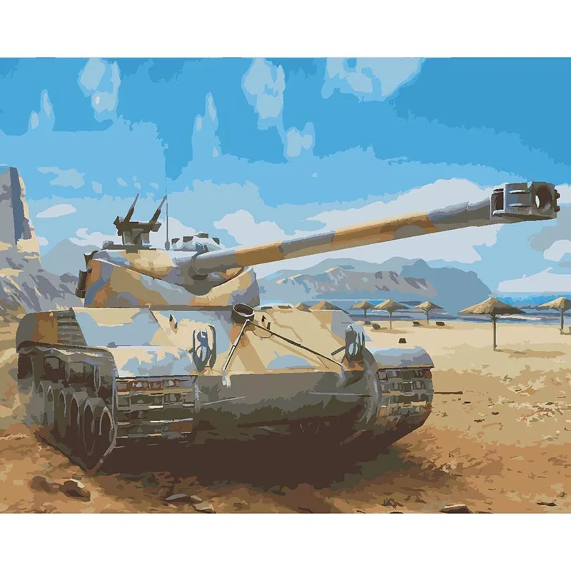 ZQ-6163 Картина по номеру 40x50 см, огромный корабль, Танк DIY Рисование на холсте для украшения дома - Цвет: ZQ-6163