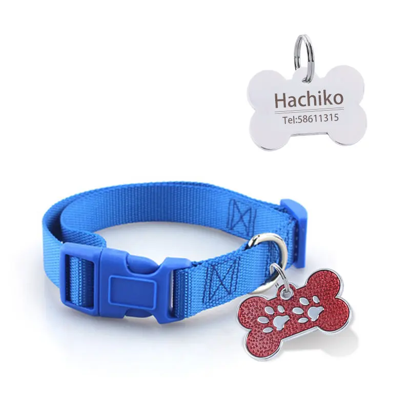 blue YVYOO модный нейлоновый ошейник для собак 7 цветов для щенков, кошек, чихуахуа, маленьких и средних собак, ошейник, регулируемый размер s m l - Цвет: blue