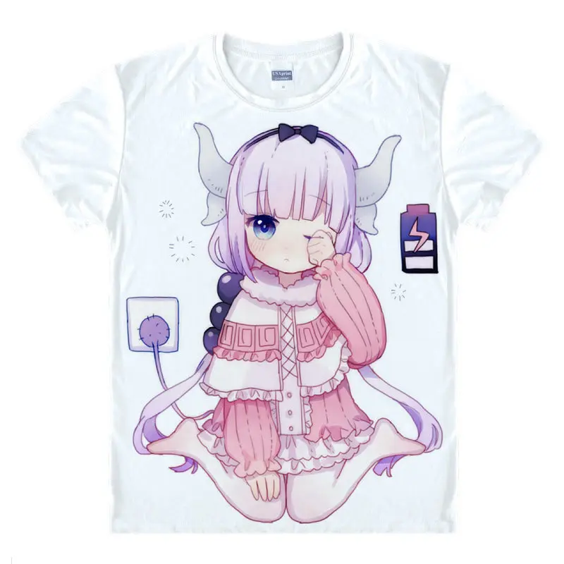 Coolprint японский футболки с рисунком дракона горничной аниме рубашка Kobayashi и Kanna Kamui