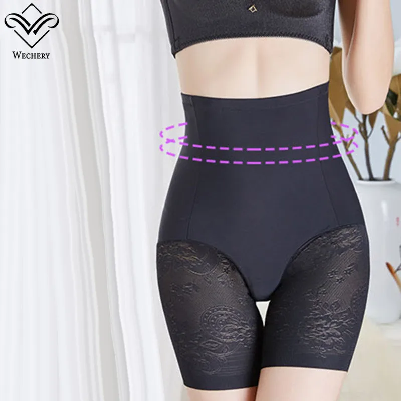 

Wechery Bodyshaper Womens Slimming High Waist Butt Shaper Silky Thigh Slimmer Black Control Pants Spliced Floral Pattern
