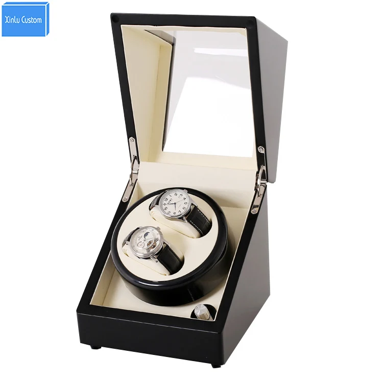 

Black Wood White 2 Grids Automatic Watch Winder Box Display&Storage Jewelry Watches Rotate Box Motor uhr beweger orologi in mov