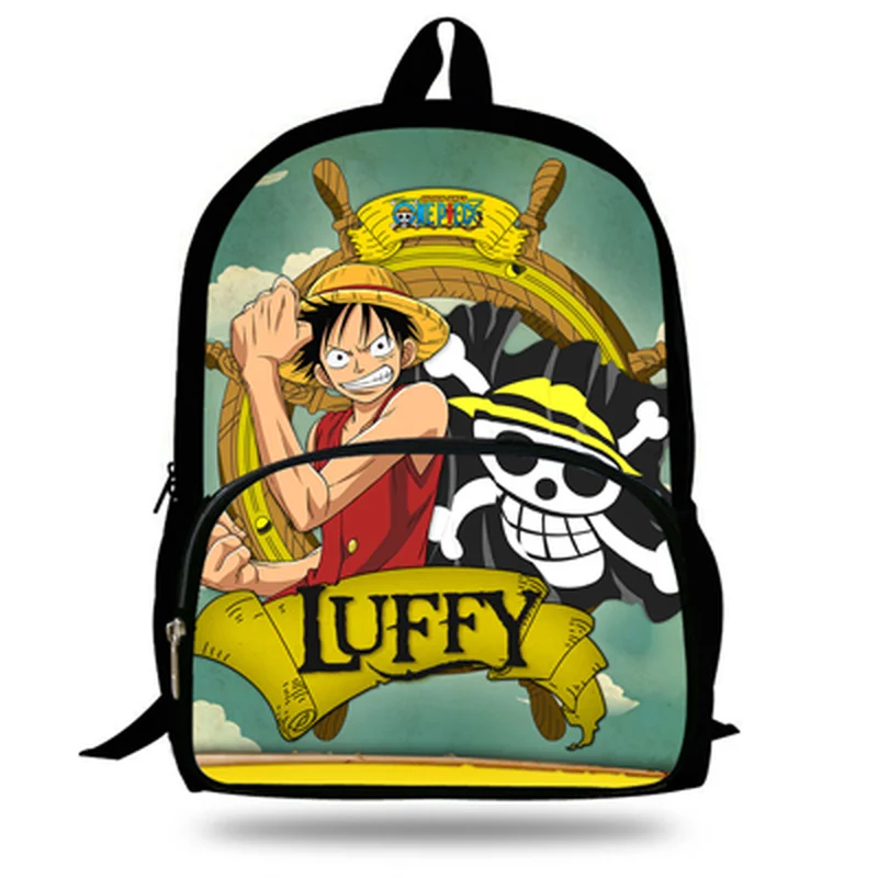 

New 16 inch Popular Cartoon Print Backpack Luffy One Piece Bag For Kids School Boys Girls Book Bags For Children Teenagers