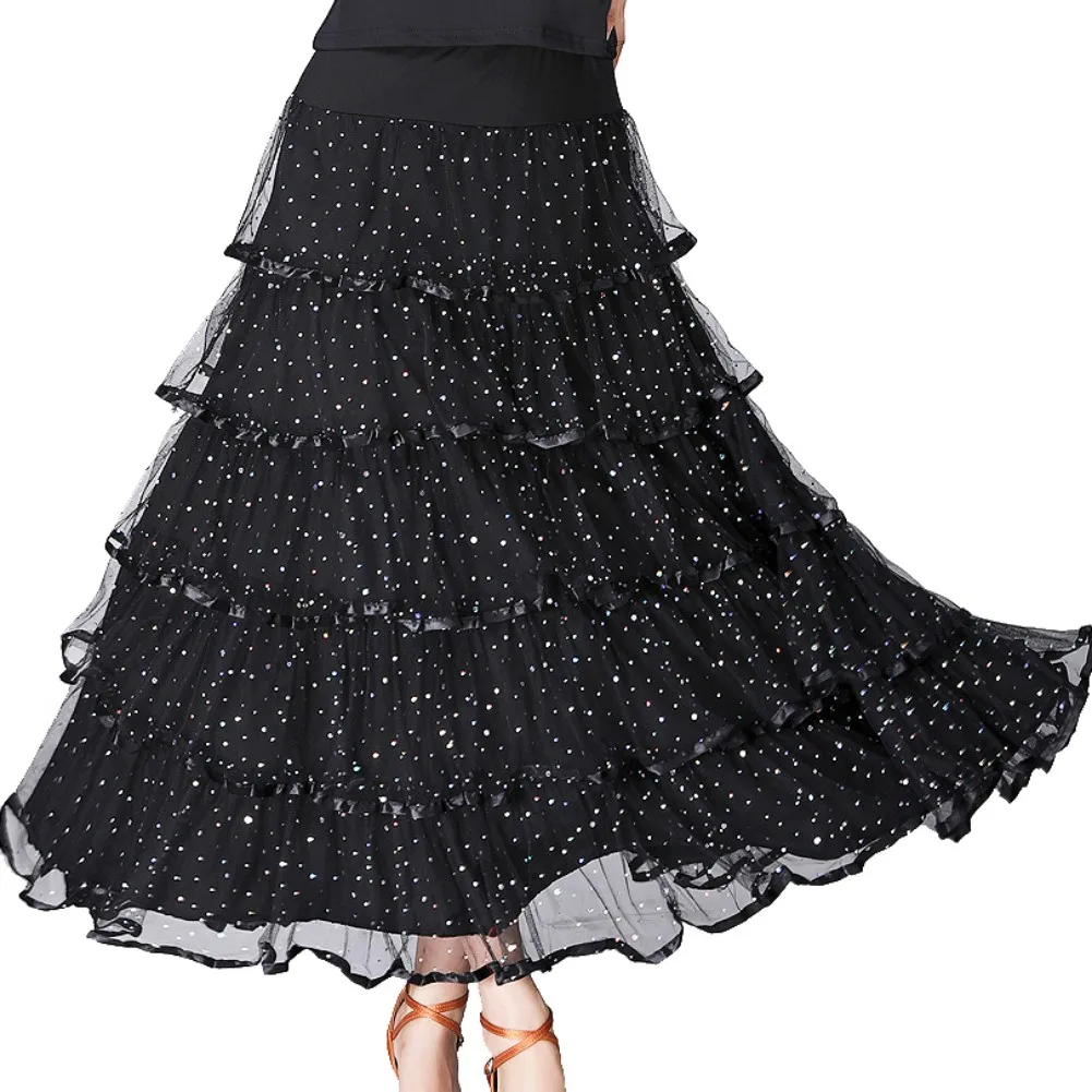 Женская юбка для бальных танцев модная современная с блестками и цветами |