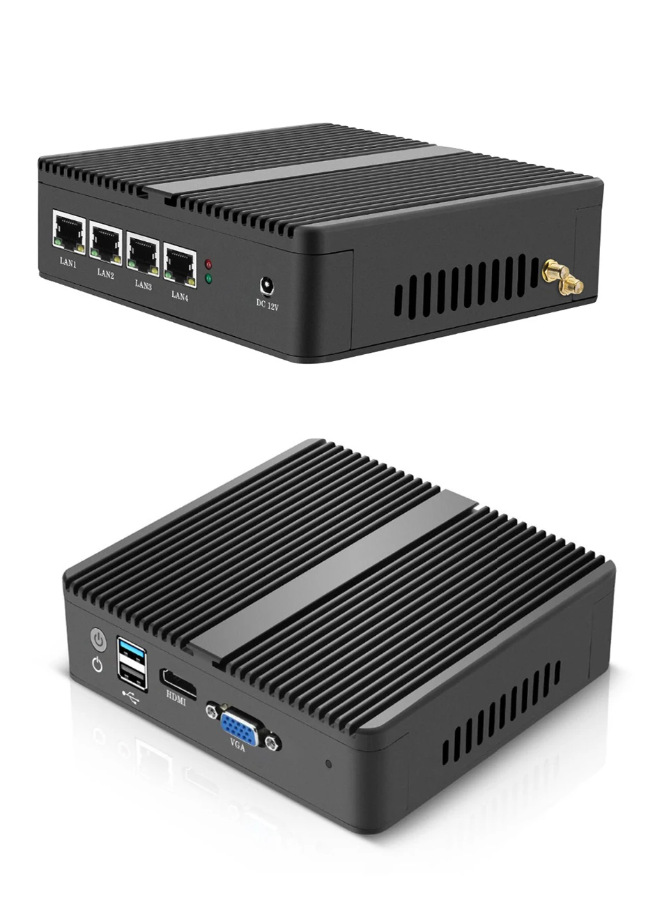 Безвентиляторный мини-ПК 4* гигабитная LAN Celeron J1900 четырехъядерный маршрутизатор для межсетевого экрана PFsense Windows 7 Wifi Hdmi промышленный ПК компьютер мини