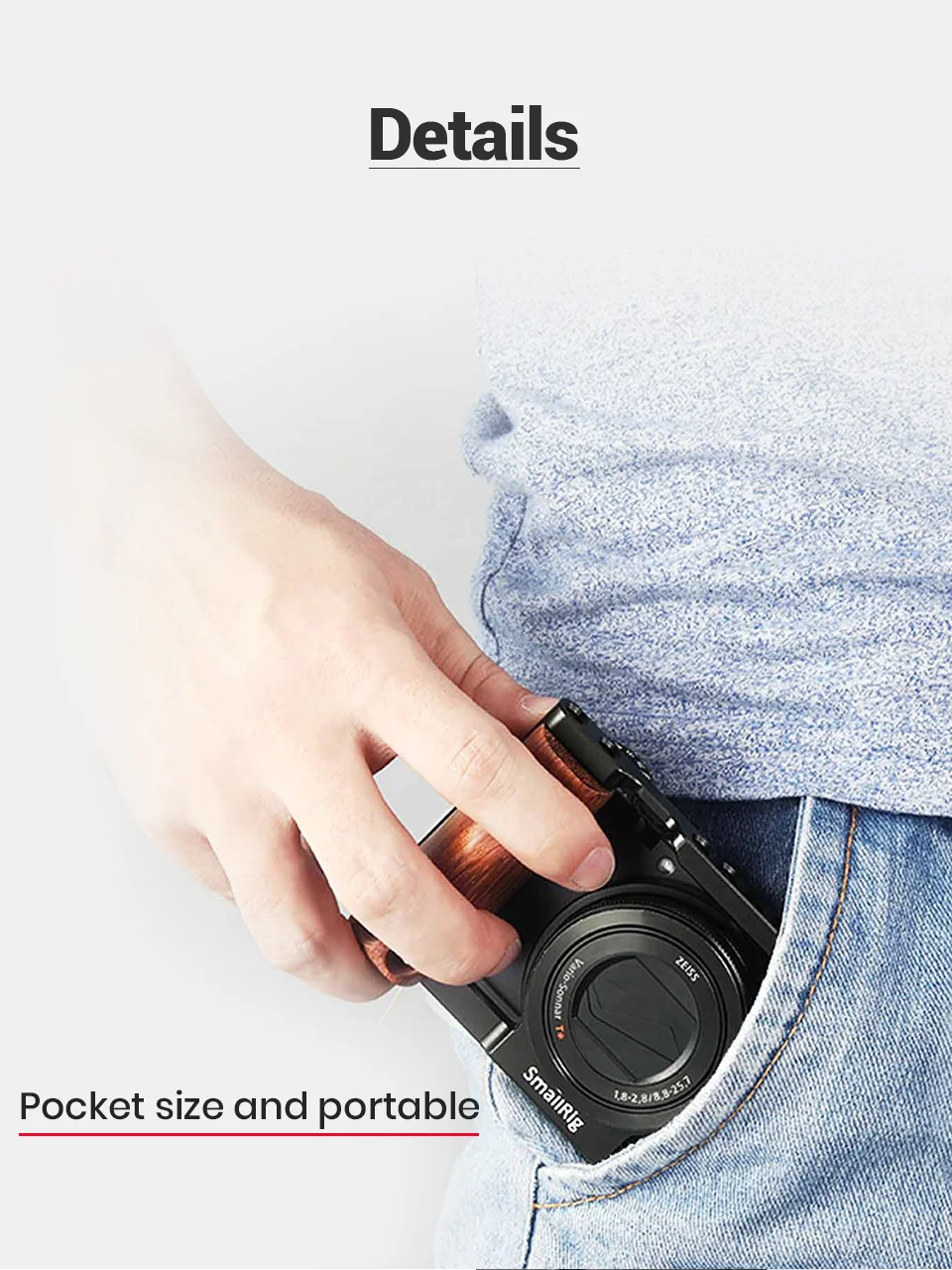 SmallRig RX100 VI клетка для камеры с деревянной боковой ручкой для sony RX100 VI DSLR клетка+ деревянная рукоятка комплект-2225