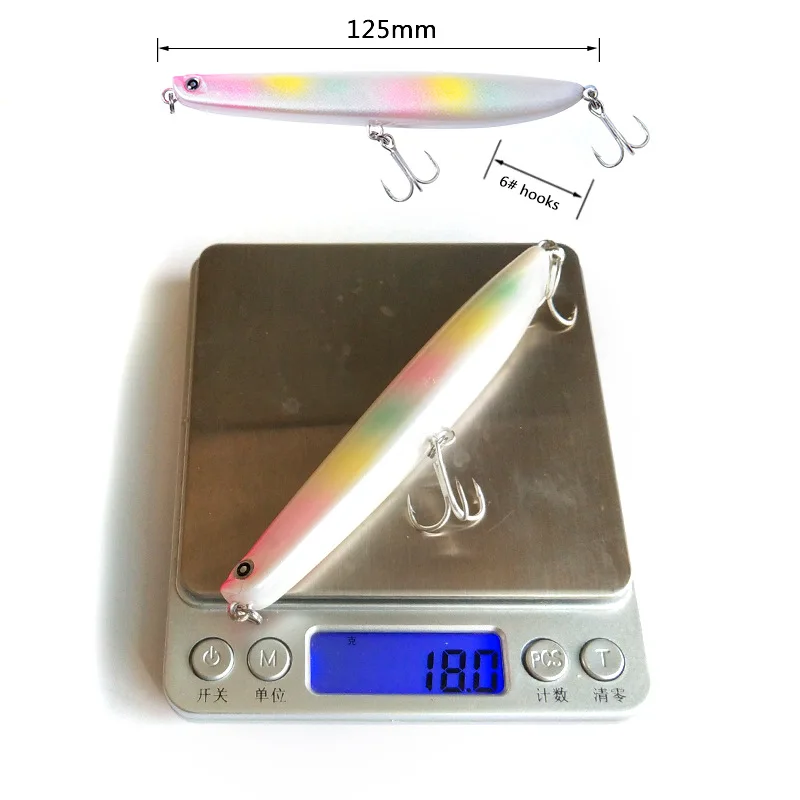 

Ufishing Floating Hard Fishing Bait Pencil Lure 12.5cm 18g Long Casting Artificial Bait 1 Pcs/Lot Slim Body Pike Lures