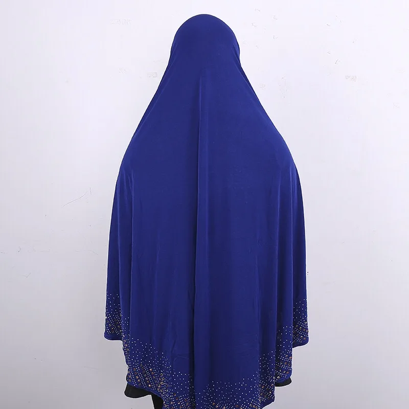 H1128a дизайн большой размер мусульманский хиджаб с золотой Камни и кристаллы, большой размер молиться хиджаб, быстрая