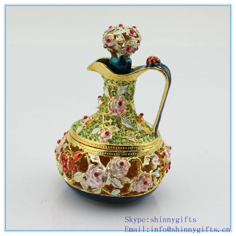 Металлическая шкатулка для ювелирных изделий в форме чайника со стразами | Дом и