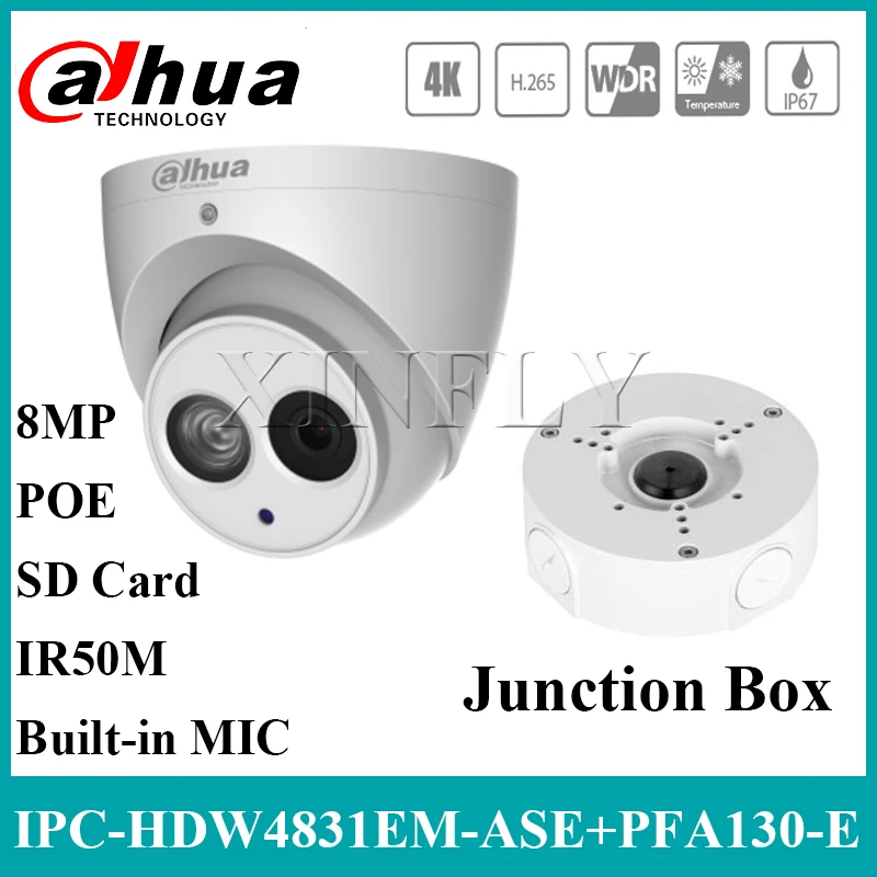 Dahua Оригинальная английская IPC HDW4831EM ASE 4K 8MP Eyeball сетевая камера IR50m Встроенный