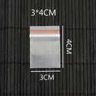Многоразовый мягкий пластиковый пакет на молнии, 3x4 см, прозрачные, с красной каймой, 100 шт.лот, с застежкой-молнией