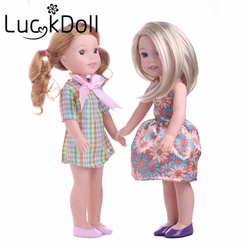 LUCKDOLL платья различных стилей подходят для 14 5 Дюймов Американская кукла Wellie Wishers