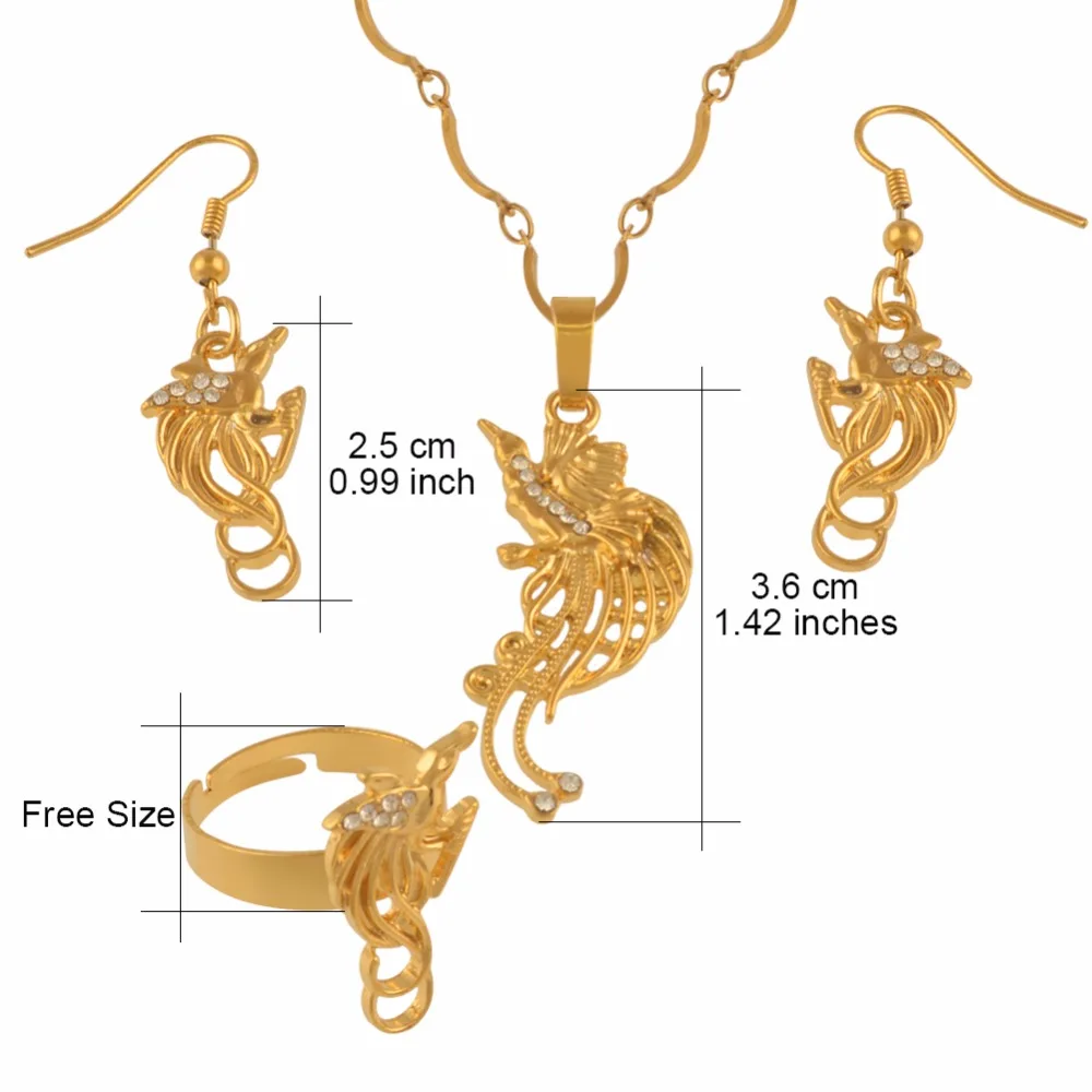 Anniyo PNG Happy Bird Necklace Earrings Ring Jewellery Sets for Womens Papua New Guinea Ethnic Jewelry Gifts #121706 | Украшения и