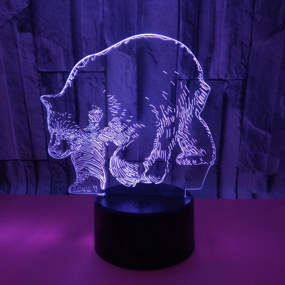 Новый светодиодный 3d светильник с полярным медведем креативный Настольный