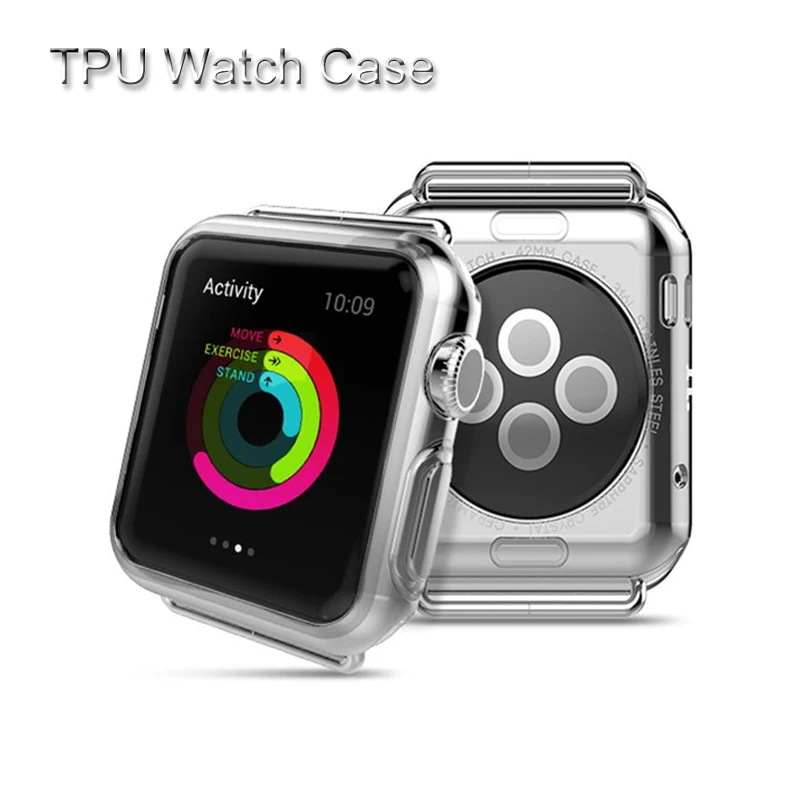 Прозрачный чехол для часов Apple Watch 4 3 2 1 TPU мягкий iwatch 44 мм 40 38 42 защитный рамка