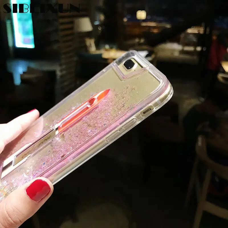 SIBEIXUN Clear Quciksand red lips cover case for iPhone 6 6s 7 8 Plus X XS | Мобильные телефоны и аксессуары