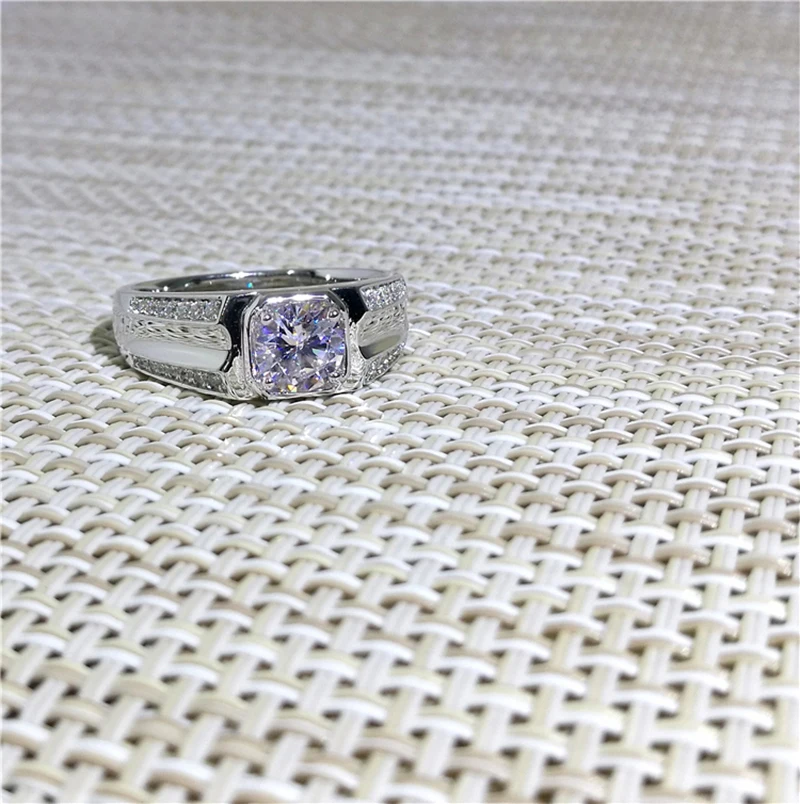 Мужское кольцо с бриллиантом Moissanite 100% золото 9 к d цвет VVS национальным