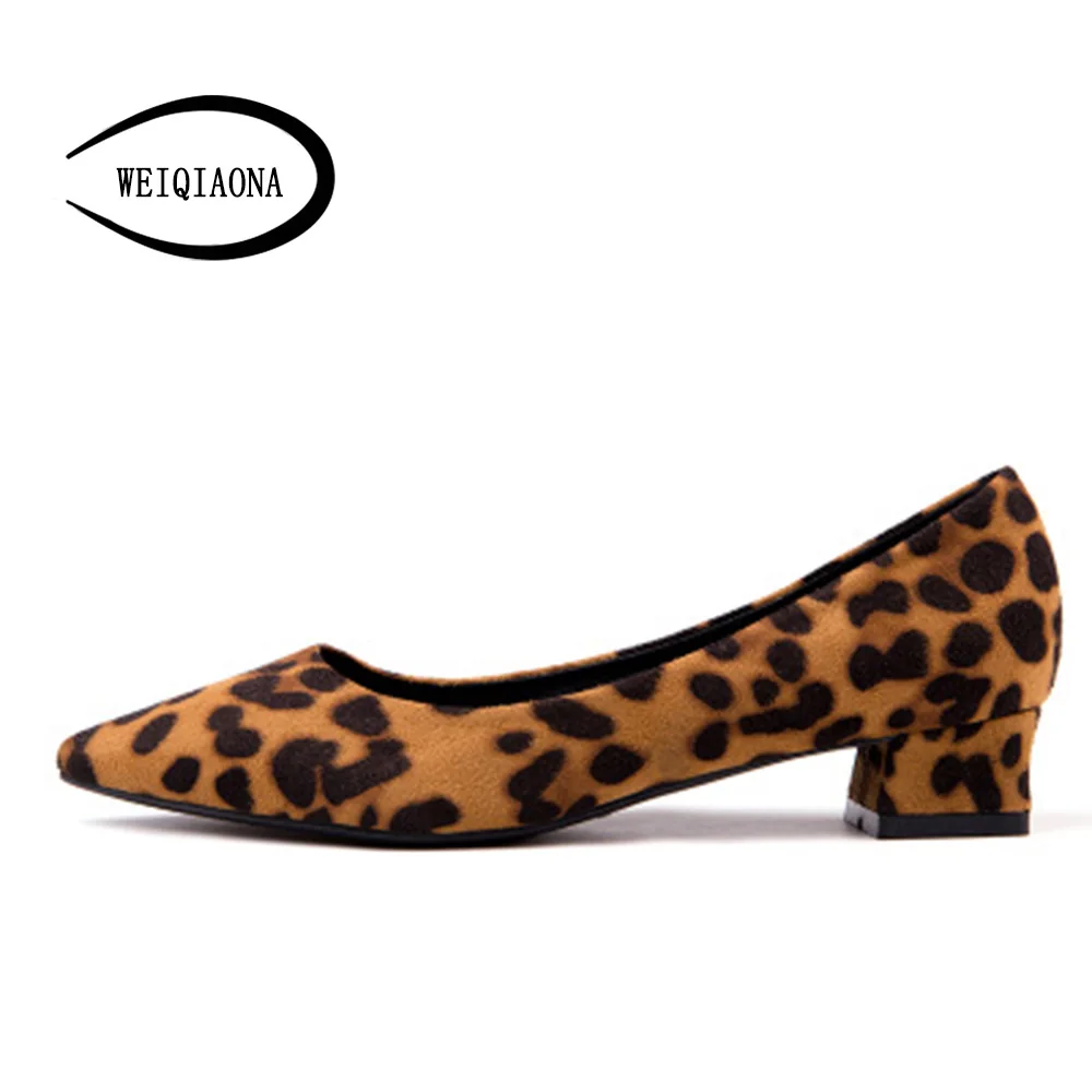 Leopard 3cm WEIQIAONA/Новинка года; Повседневная пикантная женская обувь леопардовой расцветки; удобные модельные туфли-лодочки на высоком каблуке 3 см и 5 см с острым носком; Рабочая обувь - Цвет: Leopard 3cm