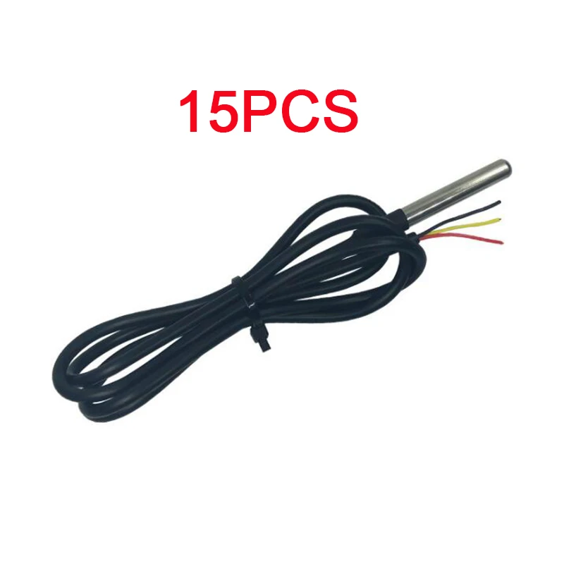15pcs 10 шт./лот ds18b20 Температура Сенсор, 5/15/20 штук DS18b20 Водонепроницаемый Температура Сенсор с Нержавеющая сталь зонд для инкубаторов - Цвет: 15pcs