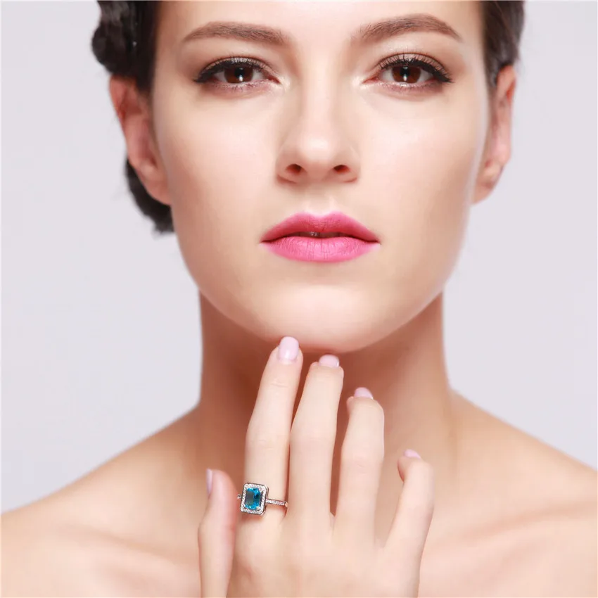Скидка 15% розовый квадрат кольцо с камнями обручальные кольца для женщин серебро