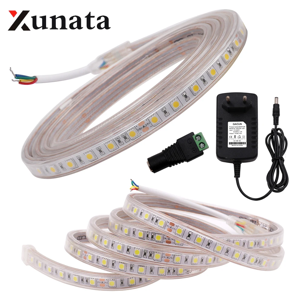 1 м 10 5050 Светодиодная лента DC12V 24V водонепроницаемый теплый/белый 60 светодиодов/м