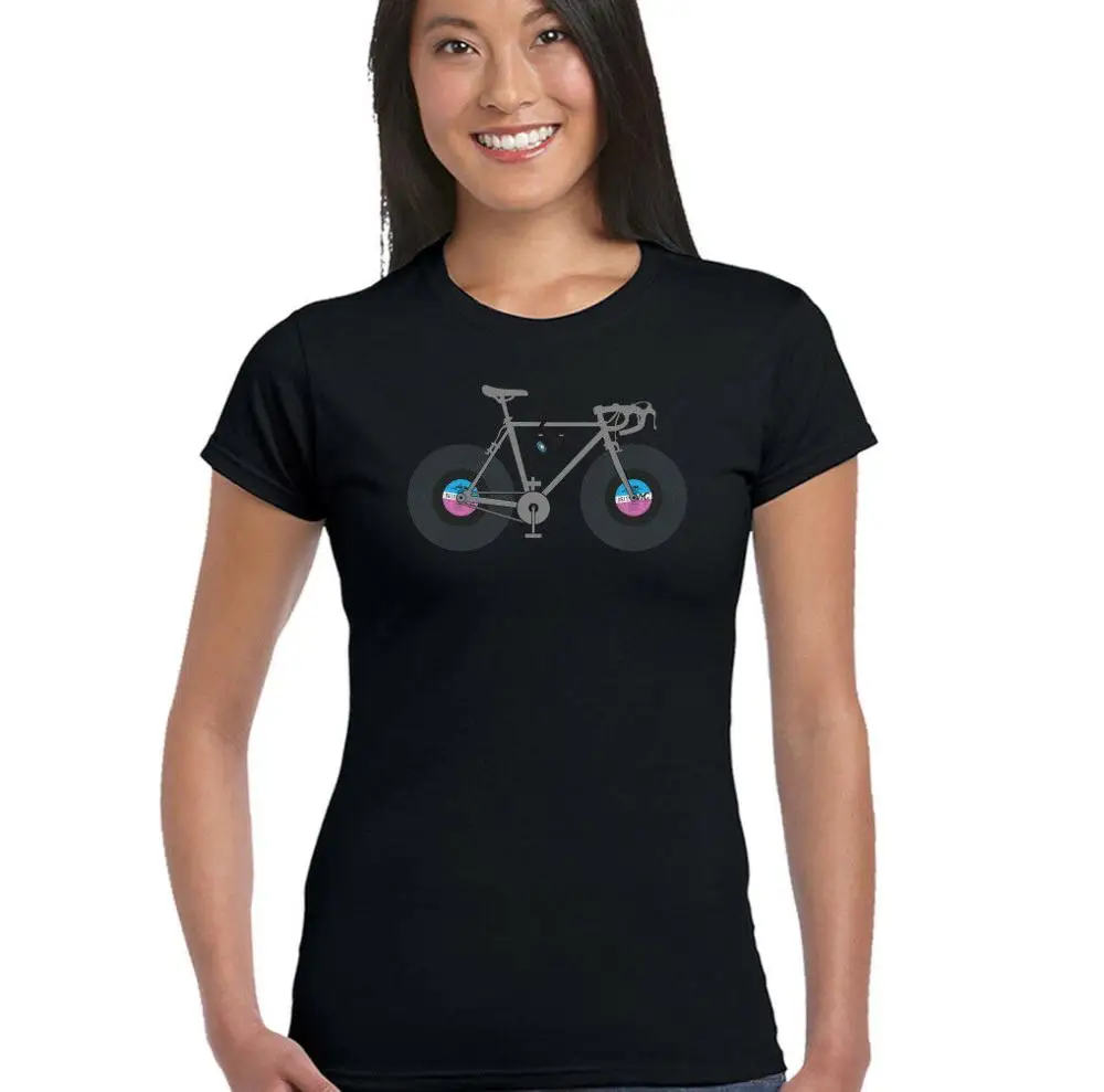 

Cycling Music Funny Bicycle T-Shirt Cyclist Vinyl Records Bike Mtb Bmx Road 2019 New Men T-Shirt Men Summer Style Casual Tee