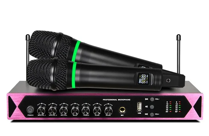 pink K7 UHF Bluetooth беспроводной микрофон Система эхо микрофон домашний кинотеатр аудио приемник DVD Hi-Fi плеер Rechargeble микрофон - Цвет: pink