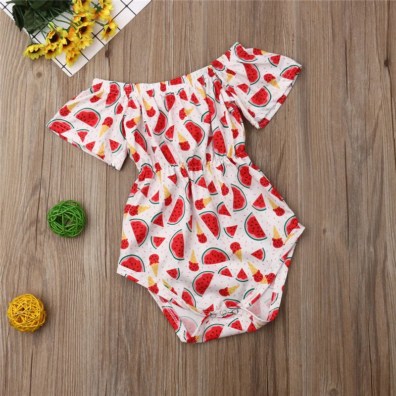Летняя одежда для маленьких девочек комбинезон с короткими рукавами и принтом