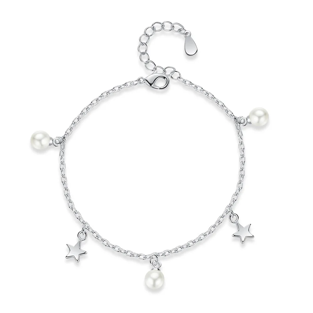 

100 pcs/lot Women Jewelry Crystal Rhinestone Alloy Pearl Star Heart Bangles Style Bracelet For Decoration