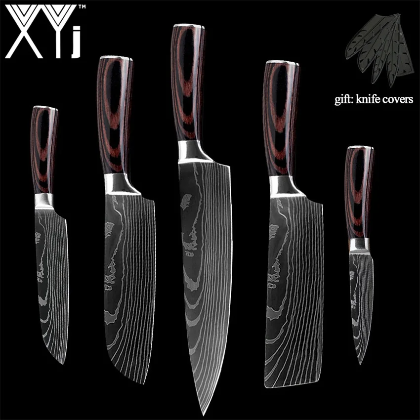 5 Pcs knife XYj кухонные ножи, нож из нержавеющей стали, инструменты, Новое поступление, цветов, деревянная ручка, инструменты для приготовления фруктов, овощей, мяса, аксессуары - Цвет: 5 Pcs knife