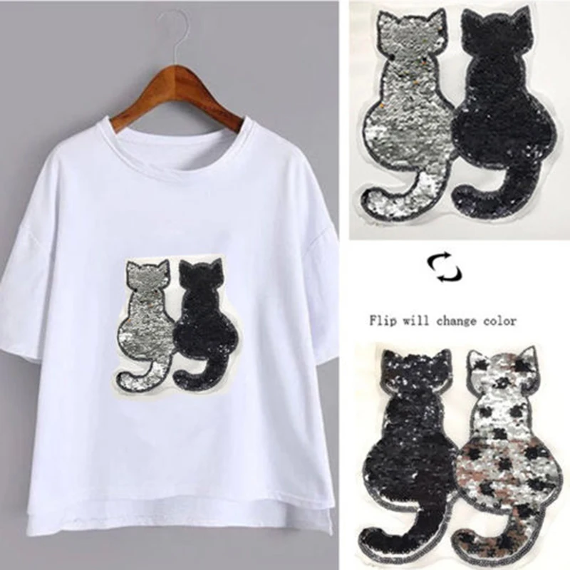 Украшения DIY гладить на Нашивки патч аппликация вышитые Блёстки Cat бисером | Дом и
