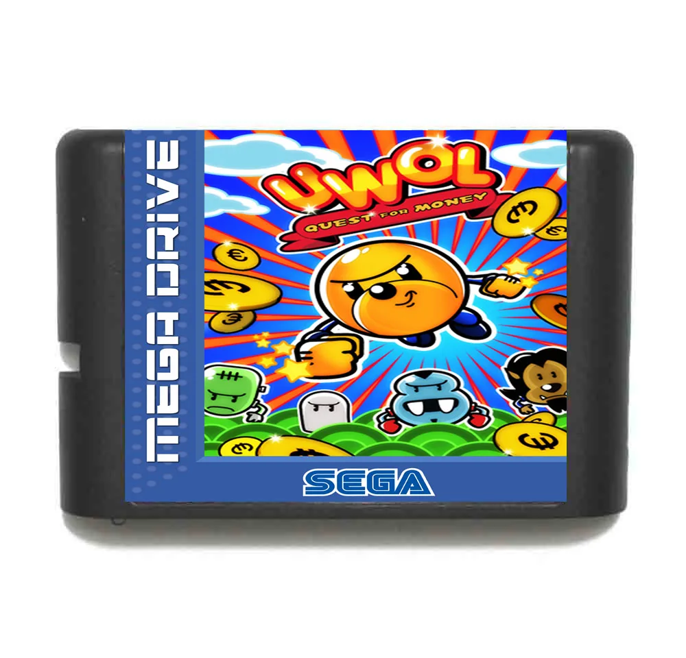 UWOL Quest для денег 16 бит SEGA MD карточная игра Sega игры Mega Drive Genesis|mega drive card|sega cardsega genesis