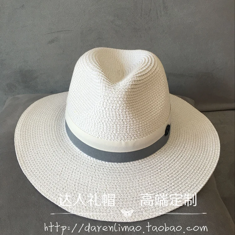Весенне-летняя двухцветная соломенная шляпа для отдыха с двойным металлическим