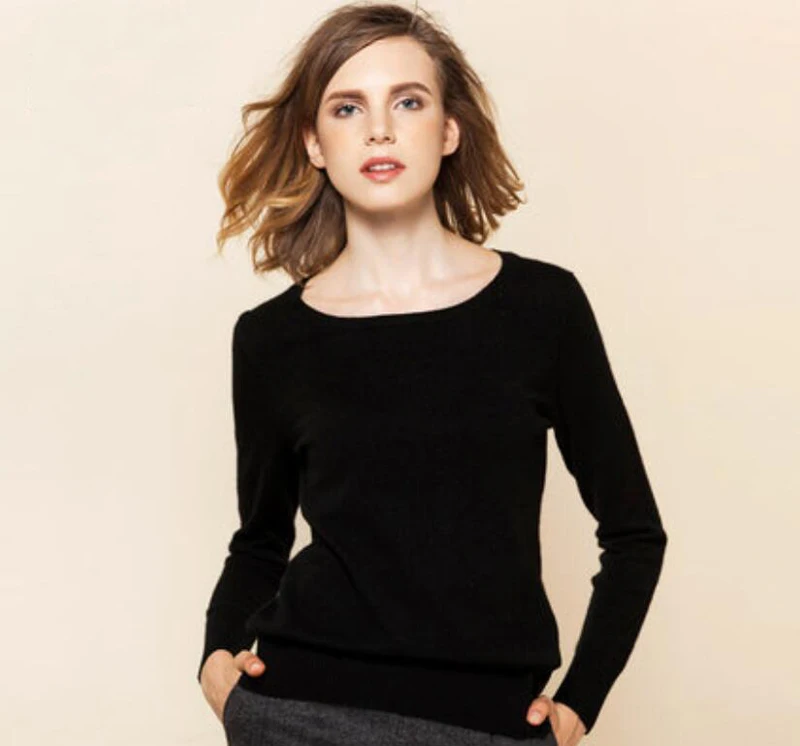 White Sweaters 100%Cashmere Sweater Women Fashion Khaki Black Pullover Solid Natural Fabric High Quality Free Shipping | Женская одежда