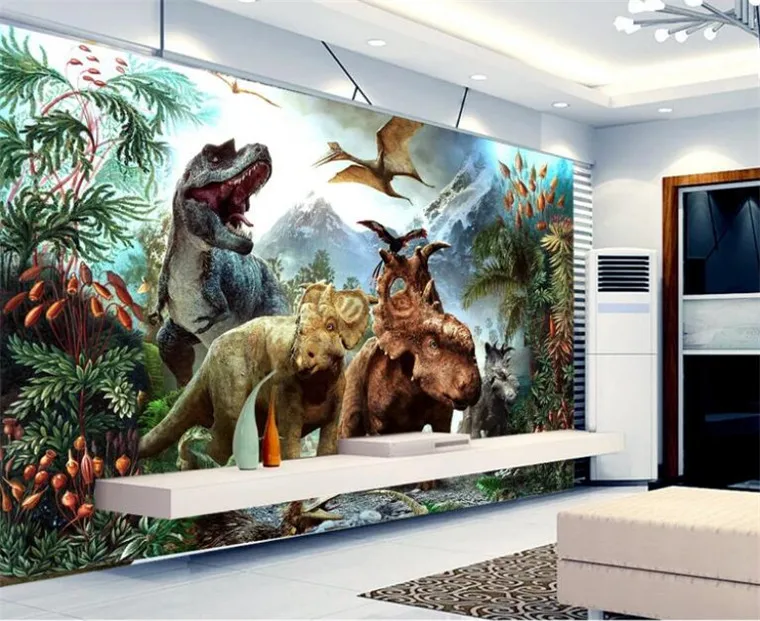 Фото обои большой 3D стерео динозавр фотообои фон настенная Фреска гостиная музей