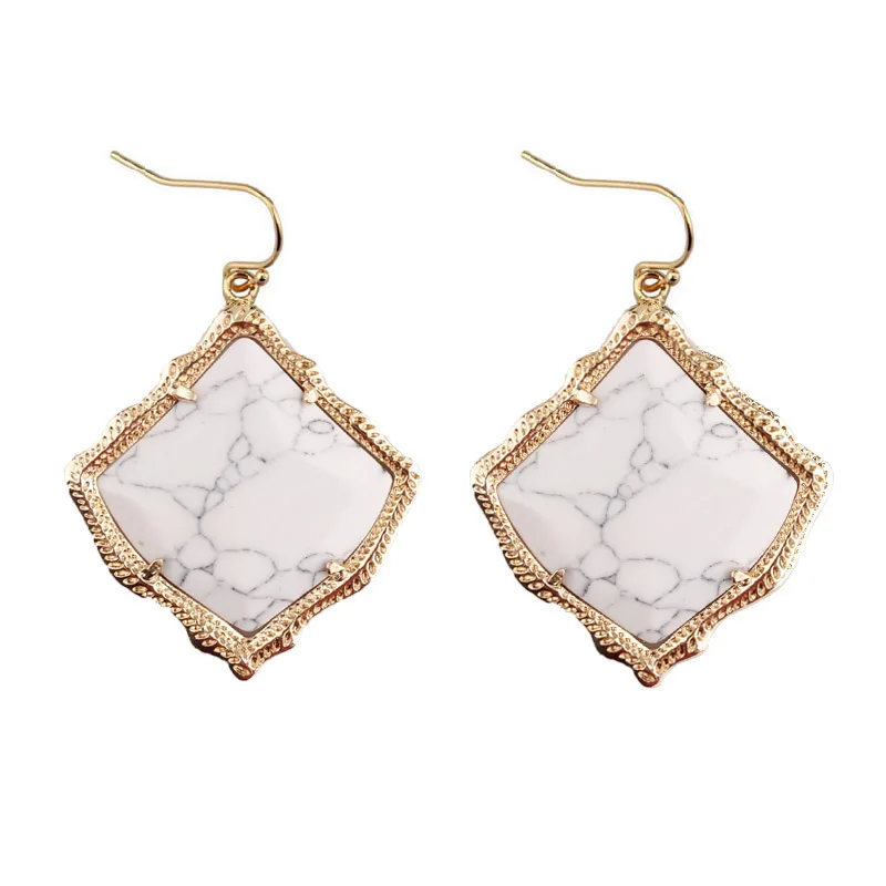 Gold Howlite ZWPON известный бренд Desingner Kyrie в форме Кайта, каменные серьги для женщин, модные серебряные KS Shell серьги, ювелирные изделия - Окраска металла: Gold Howlite
